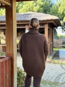 Balıkçı oversize kazak kahve