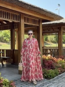 Pembe Mimoza tensel katleya elbise