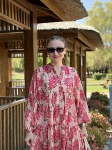 Pembe Mimoza tensel katleya elbise