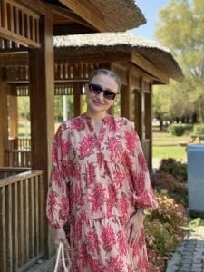 Pembe Mimoza tensel katleya elbise