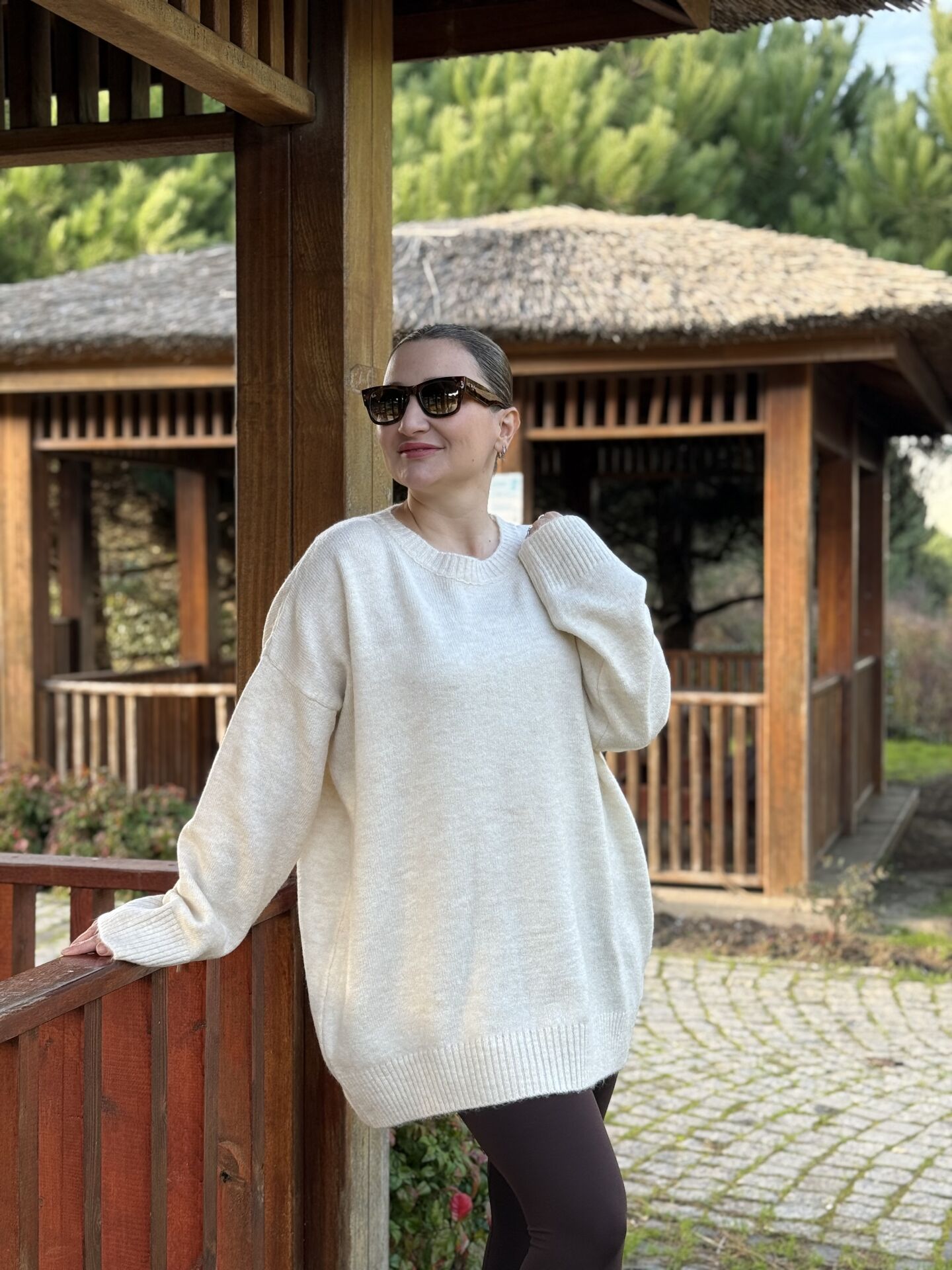 Oversize düz Yumoş kazak Krem