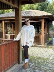 Oversize düz Yumoş kazak Krem