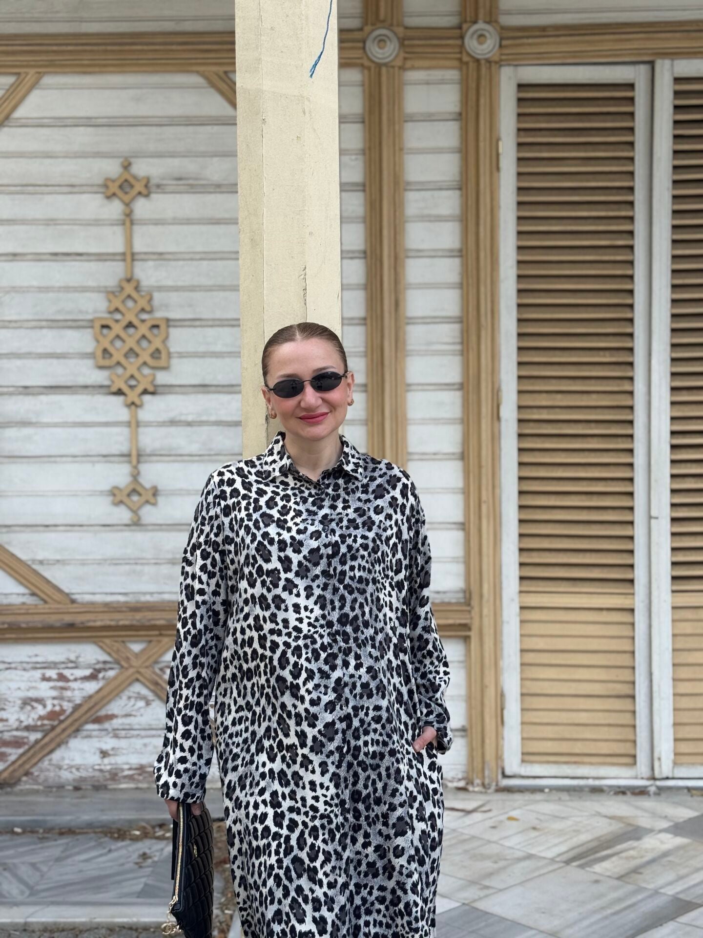 Polo Leopar Viskon takım siyah