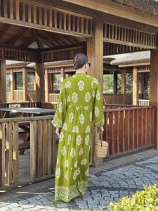 Evra yağ yeşili Viskon katleya elbise