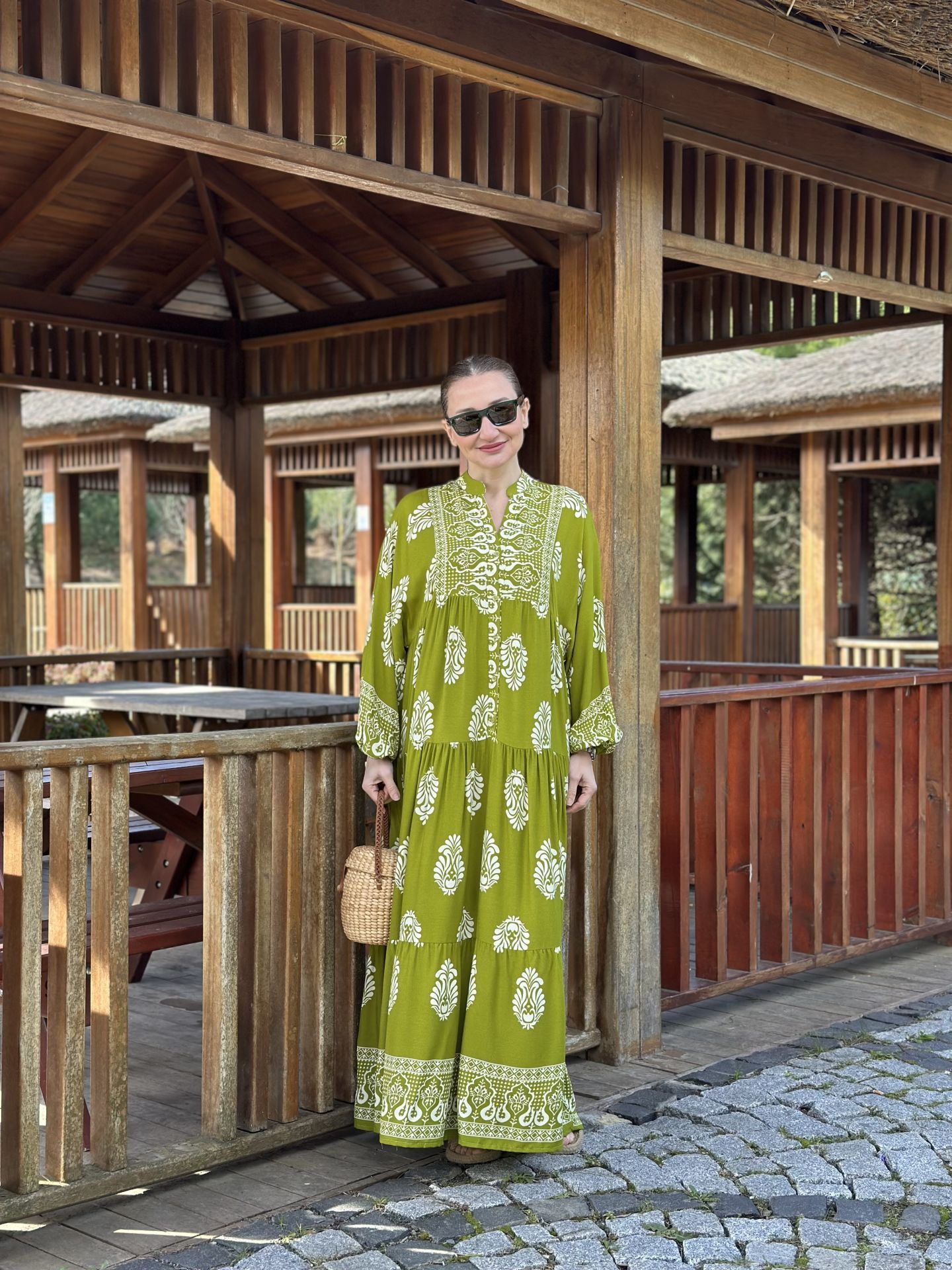 Evra yağ yeşili Viskon katleya elbise