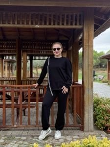 İncili tasarım Oysho takım siyah