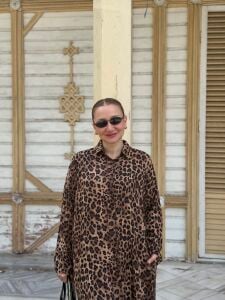 Polo Leopar Viskon takım kahve