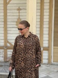 Polo Leopar Viskon takım kahve
