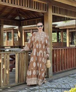 Evra  Viskon kapuçino katleya elbise