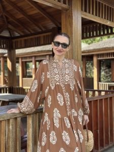 Evra  Viskon kapuçino katleya elbise