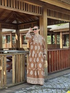 Evra  Viskon kapuçino katleya elbise