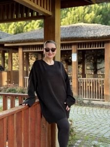 Oversize düz Yumoş kazak Siyah