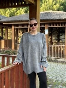 Oversize düz Yumoş kazak Gri