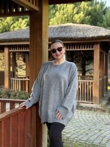 Oversize düz Yumoş kazak Gri