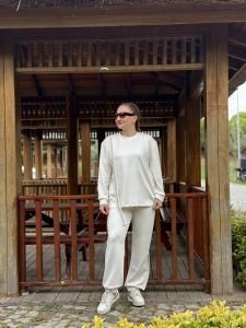 İncili tasarım Oysho takım Beyaz