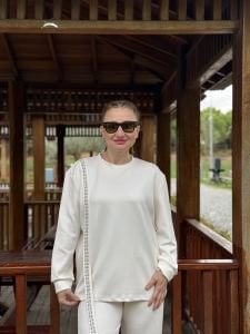 İncili tasarım Oysho takım Beyaz