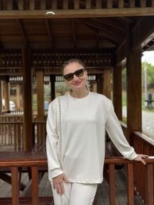 İncili tasarım Oysho takım Beyaz