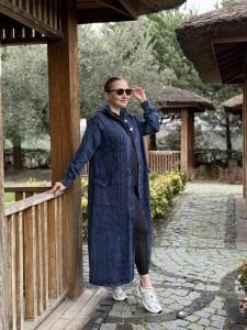 A.Akay Kapişonlu ithal kap indigo 6006