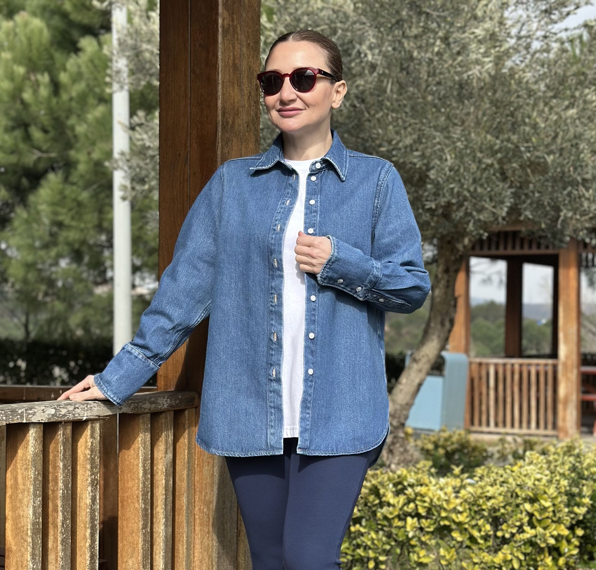 Orjinal klasik Oversize Kot gömlek mavi