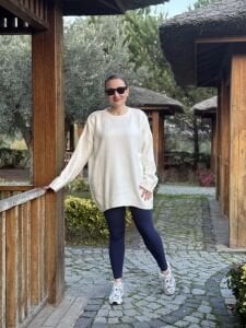 Oversize düz Yumoş kazak Kırık beyaz