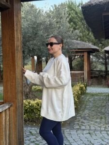 Oversize düz Yumoş kazak Kırık beyaz