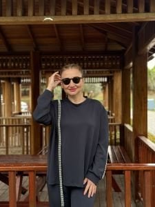 İncili tasarım Oysho takım antrasit