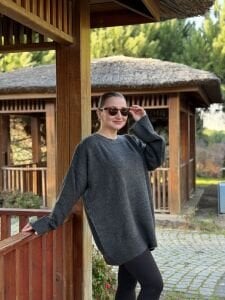 Oversize düz Yumoş kazak Antrasit