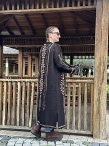 Siyah otantik uzun hırka