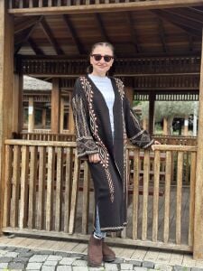 Siyah otantik uzun hırka