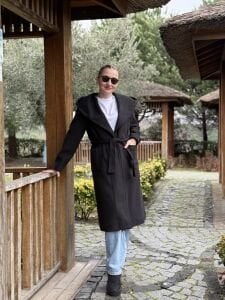 Kapüşonlu Kaşe Kaban siyah