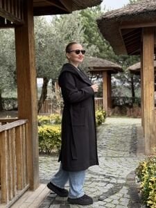 Kapüşonlu Kaşe Kaban siyah