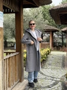 Kapüşonlu Kaşe Kaban gri