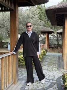 Siyah Gömlek yakalı Modal takım