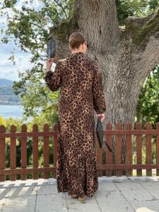 Polo rüya viskon elbise leopar kahve
