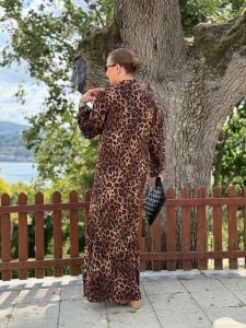 Polo rüya viskon elbise leopar kahve