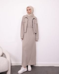 Taş üst çift cepli Oysho Elbise 2 li takım