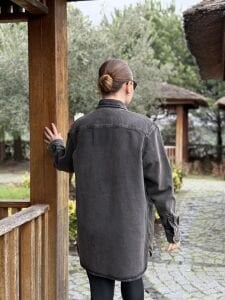 Orjinal tek cep detaylı kot gömlek