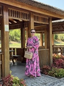 Pembe gri Viskon katleya elbise