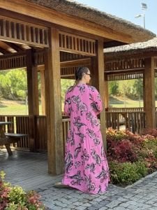 Pembe gri Viskon katleya elbise