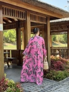 Pembe gri Viskon katleya elbise