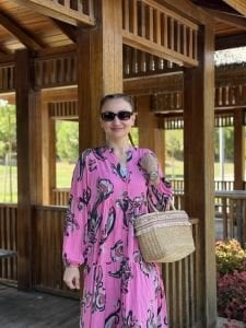 Pembe gri Viskon katleya elbise