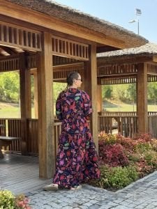 Siyah renga Viskon katleya elbise