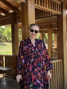 Siyah renga Viskon katleya elbise