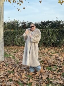 Premium astarlı  kürk gri uzun