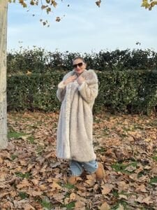 Premium astarlı  kürk gri uzun