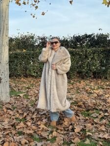 Premium astarlı  kürk gri uzun