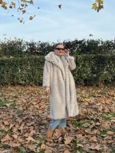 Premium astarlı  kürk gri uzun