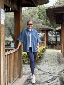 Orjinal cepli kısa kol mavi kot gömlek