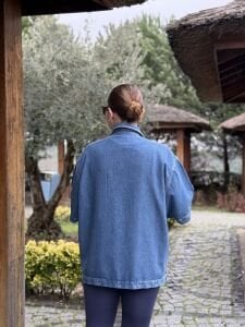 Orjinal cepli kısa kol mavi kot gömlek