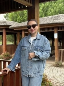 Orjinal BDG İŞLEMELİ Mavi kot ceket